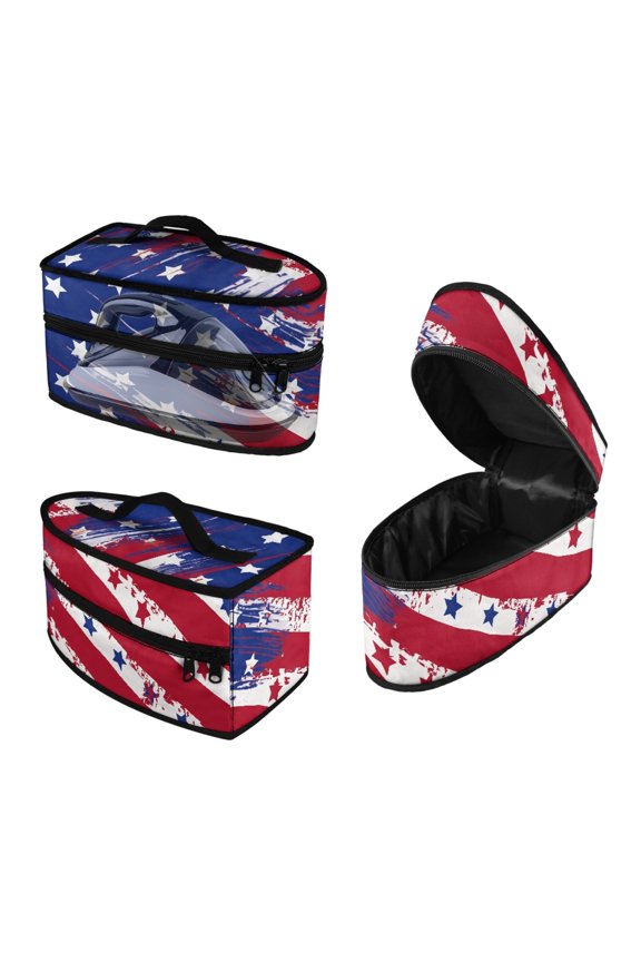 Portable Iron Storage Bag USA Flag Pattern with Smooth Zipper Home Organization Storage Solution Valentine's Day(Bag Only)