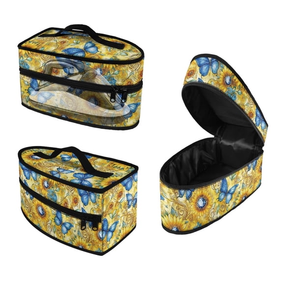 HELLHERO Portable Steam Iron Bag Butterfly and Sunflower Pattern with Zipper Closure Durable & Protective Organizer, Bag Only
