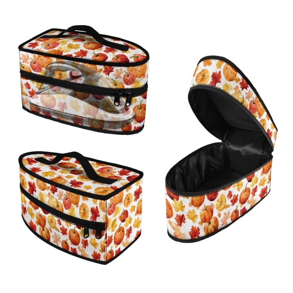 HELLHERO Portable Steamer Travel Organizer Pumpkin and Maple Leaf Pattern Travel Steam Iron Case Zipper Handle, Bag Only