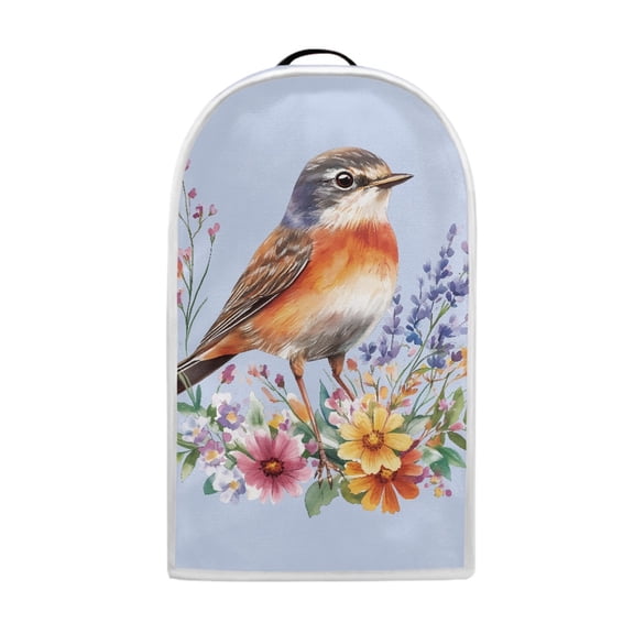 HELLHERO Protective Case Top Handle with Multifunctional 15.94"H x 9.45"L x 7.28"W Hand Strap, Robin On Flowers