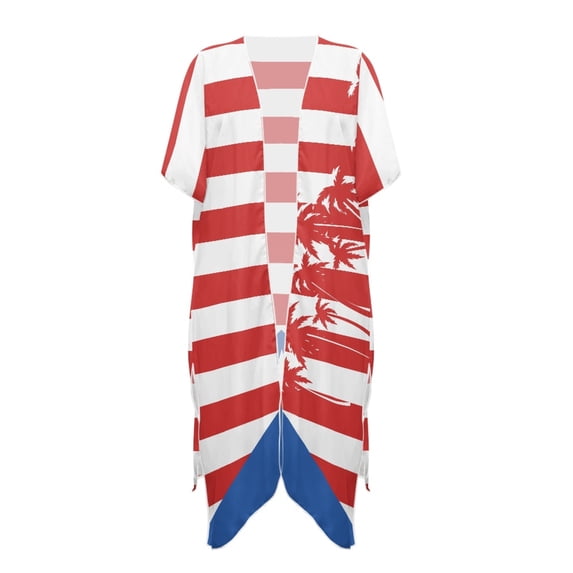 HELLHERO Puerto Rico Flag Bathing Suit Cover Up High Quality Fabrics Breathable Free Size Long Kimono Swimsuit Cover Up for Womens