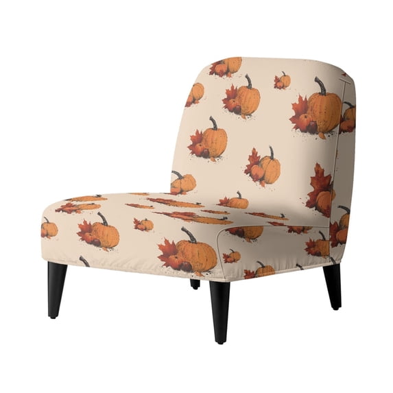 HELLHERO Pumpkin Harvest Pattern Non Slip Elastic Bottom Armless Chair Soft Cover Stain Protection Slipper Chair Covers for Armless Sofa Chair