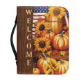 thumbnail image 1 of HELLHERO Pumpkin Leaf Mushroom Church Bible Bag, Protective PU Leather Bible Cover for Outdoor Study Prayer, Zipper Bible Covers, 1 of 12