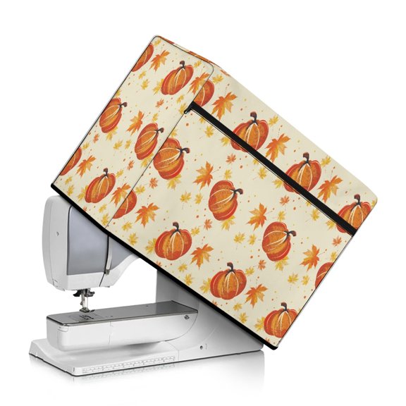 HELLHERO Pumpkin Sewing Machine Protector Cover Tote Handle and Pocket Dust-Proof Washable Friend Gift