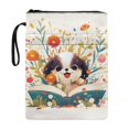 thumbnail image 1 of HELLHERO Puppy In Flowers Notebook Wraps for Books Lovers, 11.42 x 8.66 Inch Book Carrying Case with Zipper, Paperbacks Puppy In Flowers for Teachers, 1 of 8