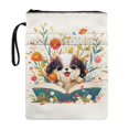 thumbnail image 1 of HELLHERO Puppy In Flowers Polyester Notebook Wraps for Friend Retro for Hardcover Notebook Journal Textbooks Paperbacks Zipper, 1 of 8
