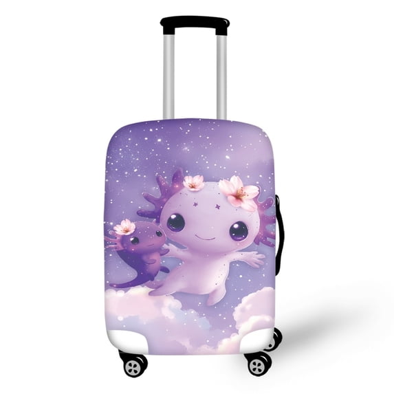 HELLHERO Purple Axolotls Luggage Cover Anti Fade Anti Dust Polyester Spandex Baggage Protective Sleeve for Travel Airport