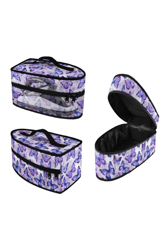 Purple Butterfly Pattern Dustproof Iron Organizer Compatible with Full-Size Irons and Accessories Portable Iron Case, Bag Only