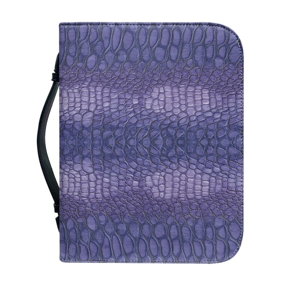 HELLHERO Purple Crocodile Texture Bible Carrying Case, Durable PU Leather Large Capacity Bag for Church Travel and Christian Prayer