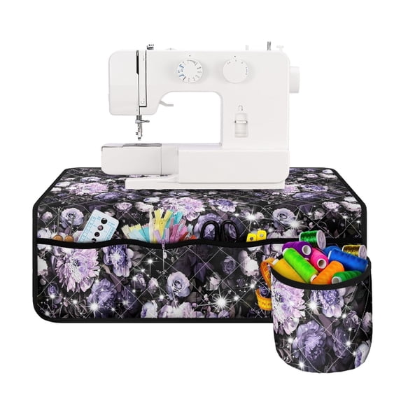 HELLHERO Purple Floral Pattern Sewing Machine Pad Durable Easy Storage Storage Bag to Keep Tidy Sew Machine Mat, Thanksgiving