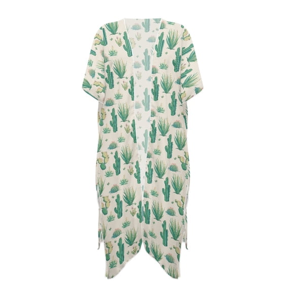 HELLHERO Quick Dry Bathing Suit Cover Up for Beach High Quality Fabrics Lightweight Long Kimono Swimsuit Cover Up Cactus