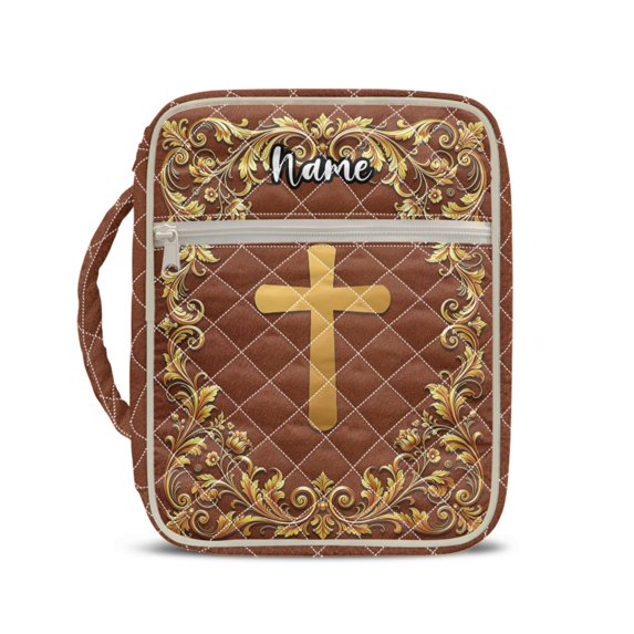 HELLHERO Quilted Bible Study Bag for Spiritual Pilgrimages, Polyester Waterproof Bible Cover Case with Zippered Pocket for Women and Girls