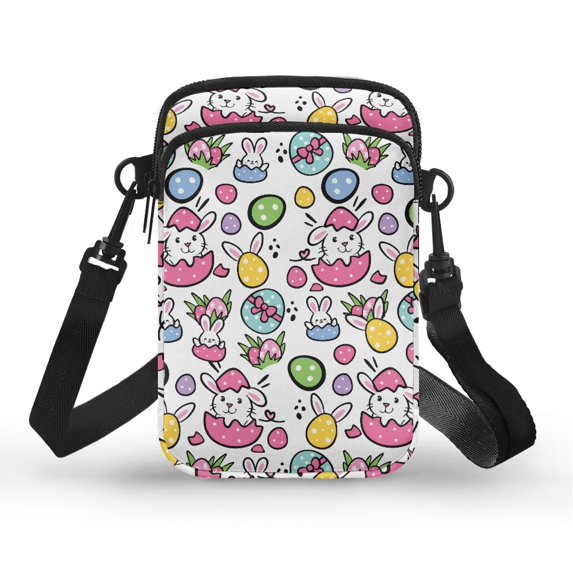 HELLHERO Rabbit Easter Egg Pattern Travel Crossbody Purse with Zipper Closed for Travel