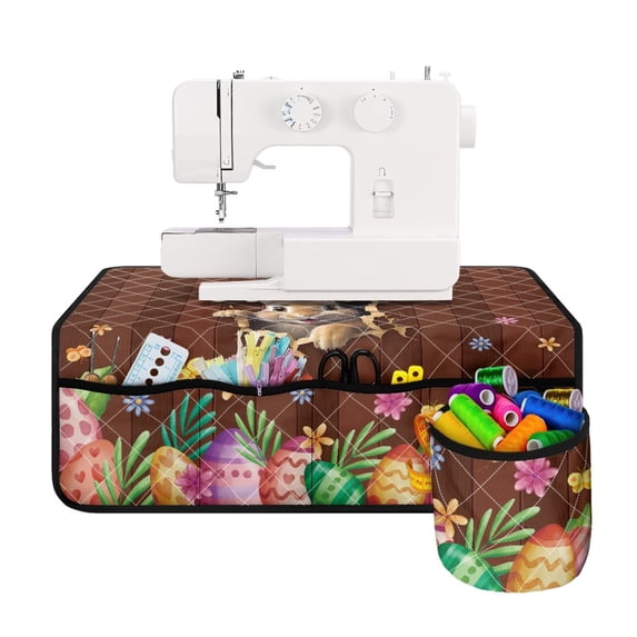HELLHERO Rabbit Sewing Machine Mat with Storage Cylinder Storage Fabric Polyester Home Deocr for Friend Family Gift Sewing Classes