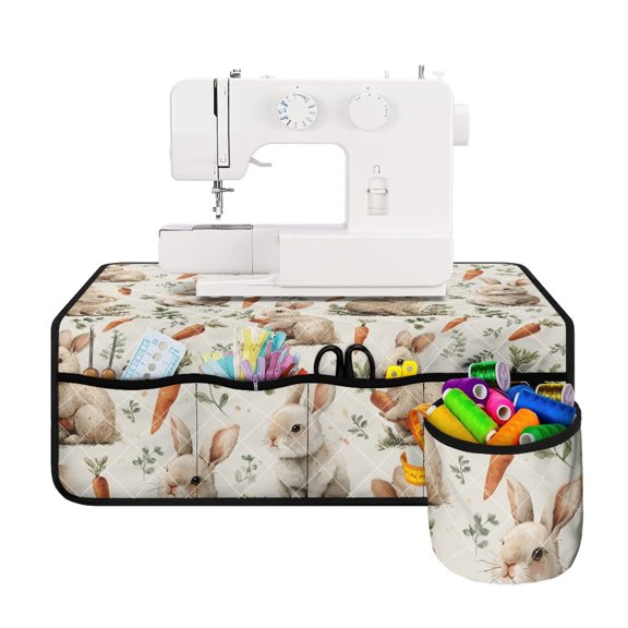 HELLHERO Rabbit and Carrot Pattern Sewing Machine Pad Storage Bag Durable Foldable Polyester Fabric Easy to Carry for Woman Gifts Household