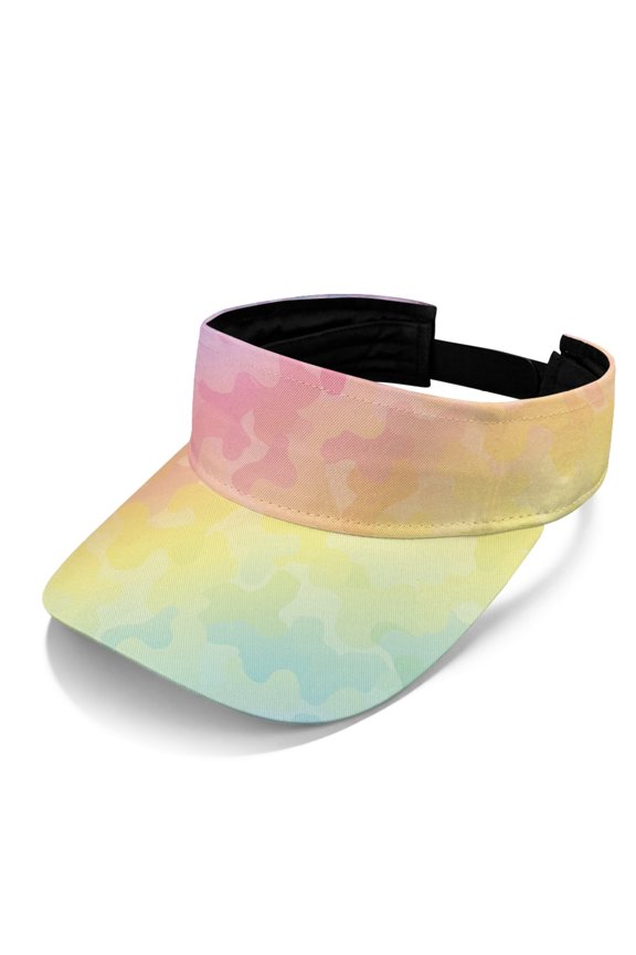 Rainbow Camo Pattern Adjustable Sun Visor Cap, Polyester Fabric Lightweight Open Top Visors Sun Protection Sun Visor Hat for Women