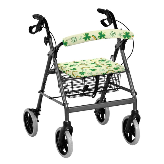 HELLHERO Rainbow Clover Walker Seat Cushion Cover Easy Install Rollator Seat Back Cover Waterproof Cover Only for Travel