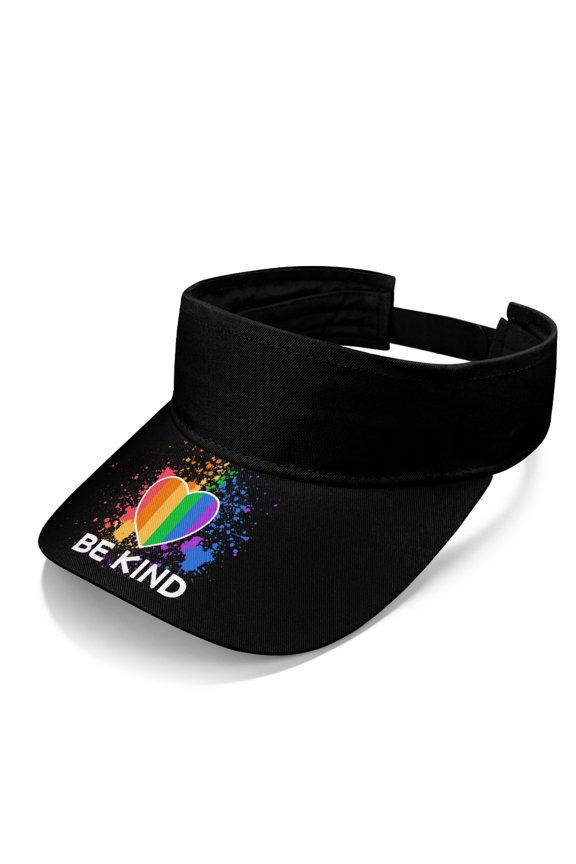 Rainbow Heart Slogan Sun Protection Visor Hat for Tennis Fishing, Empty Top Design Comfortable Sun Visor