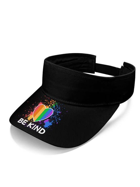Rainbow Heart Slogan Sun Protection Visor Hat for Tennis Fishing, Empty Top Design Comfortable Sun Visor