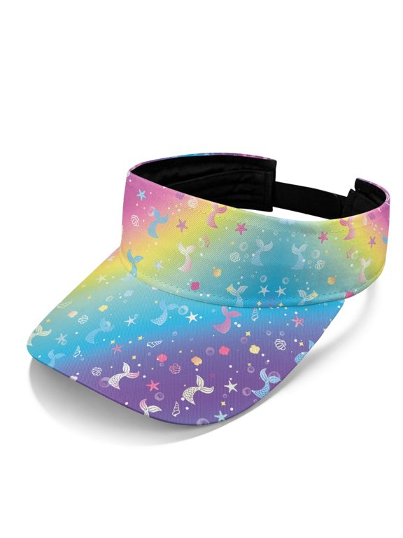 Rainbow Ocean Open Top Visors for Unisex, Polyester Fabric UV Protection Lightweight Outdoor Visor for Golf Hiking Travel