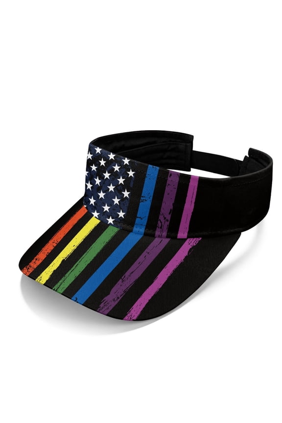 Rainbow Pattern Design Adjustable Sun Visor Cap, Polyester Fabric Open Top Sun Visor Hat Adjustable Strap Sports Sun Visor Hat for Unisex