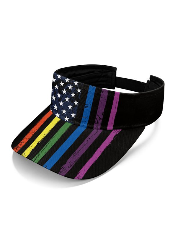Rainbow Pattern Design Adjustable Sun Visor Cap, Polyester Fabric Open Top Sun Visor Hat Adjustable Strap Sports Sun Visor Hat for Unisex