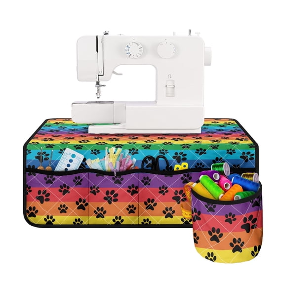 HELLHERO Rainbow Paw Print Sewing Machine Mat Beautiful & Practical Fusion Waterproof Scratches Proof for Most Sewing Machines, Christmas