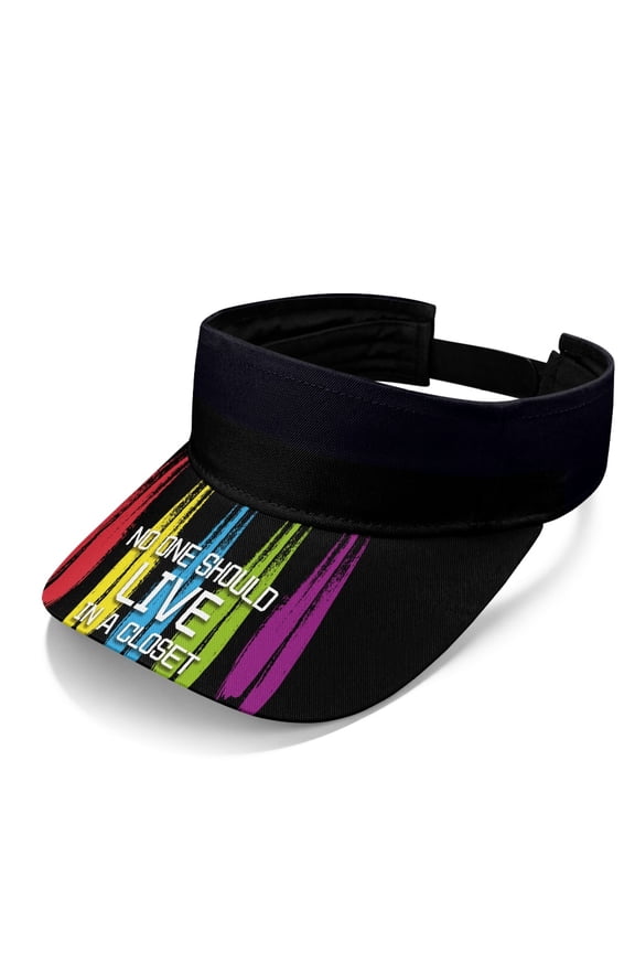 Rainbow Slogan Open Top Visors for Women, Polyester Fabric Lightweight Sun Protection Sun Visor Cap for Walking Travel Golf
