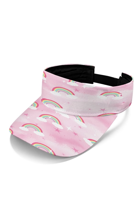 Rainbow Star Pattern Empty Top Design Sun Visor Cap, Polyester Fabric Adjustable Sports Visor Hat Adjustable Back Strap Outdoor Sun Visor Cap for Men