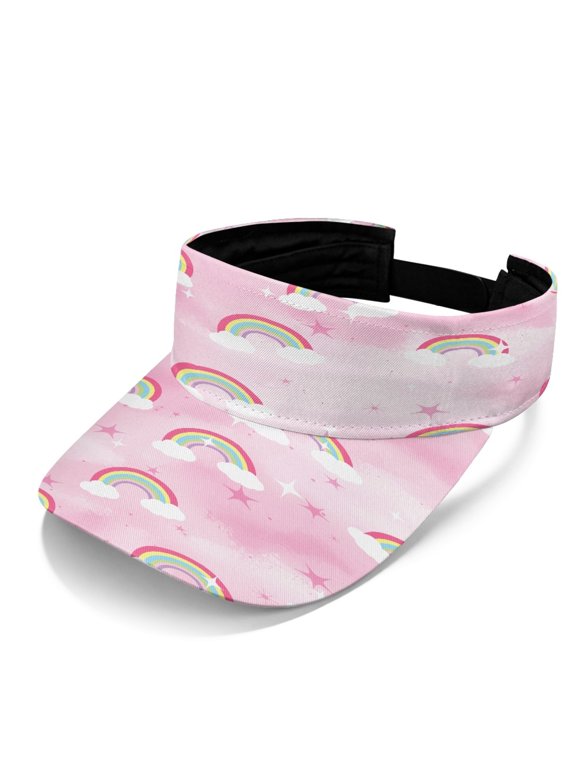 Rainbow Star Pattern Empty Top Design Sun Visor Cap, Polyester Fabric Adjustable Sports Visor Hat Adjustable Back Strap Outdoor Sun Visor Cap for Men