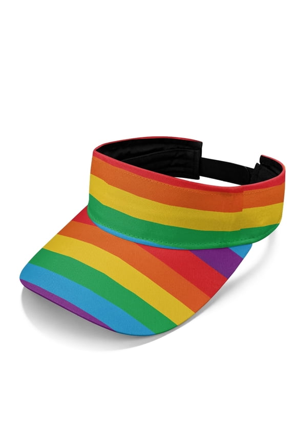 Rainbow Stripes Pattern Sun Visor Cap, Lightweight Sun Visor Hat Polyester Fabric Breathable Adjustable Strap Design Sports Visor Hat for Golf