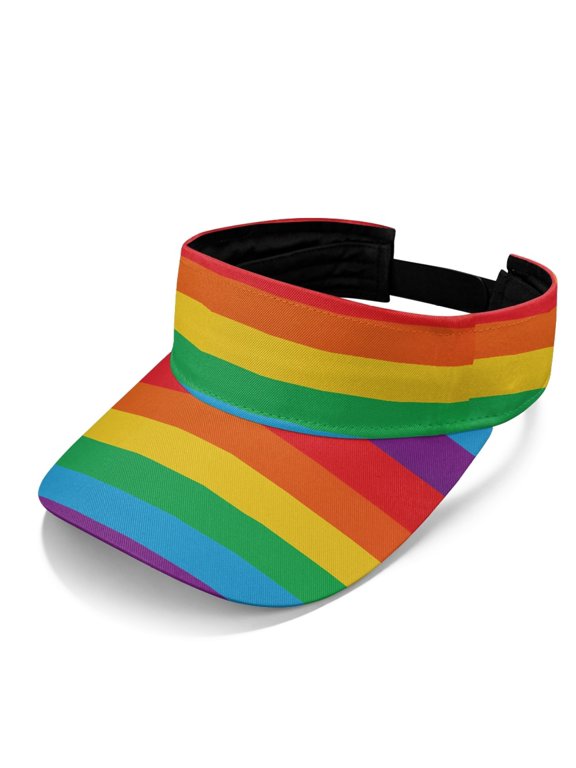 Rainbow Stripes Pattern Sun Visor Cap, Lightweight Sun Visor Hat Polyester Fabric Breathable Adjustable Strap Design Sports Visor Hat for Golf