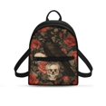thumbnail image 1 of HELLHERO Raven Skull Rose Print Waterproof Handbag Practical Mini Backpack for Travel Work, Polyester Lightweight Small Backpack, 1 of 8