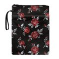thumbnail image 1 of HELLHERO Red Rose Pattern Paperback Book Cover with Waterproof Polyester Fabric Storage & Portability Book Protector Washable Book Organzier Holder with Pocket, 1 of 8