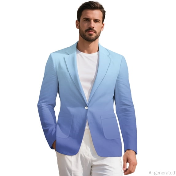 HELLHERO Regular Fit Men Suit Jacket for Business Dinner, Polyester Single Button Men's Blazer with Lightweight