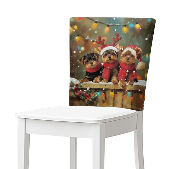 HELLHERO Removable Chair Back Slipcovers Polyester Soft Dining Room ...