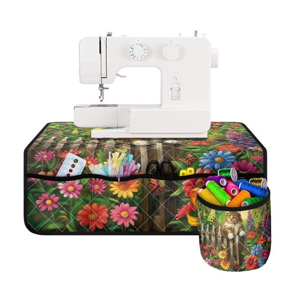 HELLHERO Removable Storage Bag Sewing Machine Mat Fabric Polyester Non Slip to Keep Sewing Accessories Sewing Machine Mats for Most Sewing Machines
