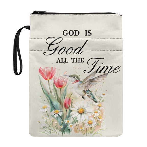 HELLHERO Retro Book Cover Sleeve Pouch with Washable Lightweight Polyester for Women Journal Book Organzier Holder Zipper 11.42 x 8.66 Inch Hummingbird