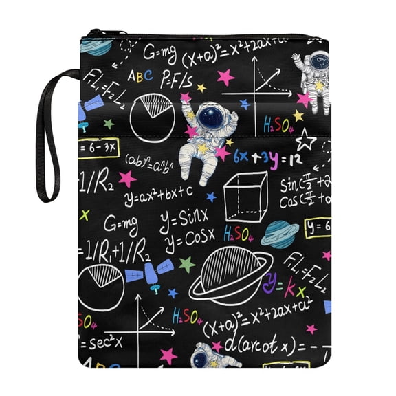 HELLHERO Retro Books Sleeve with Waterproof Lightweight Polyester Fabric Book Carrying Case Zipper for Women Notebook 11.42 x 8.66 Inch 1 pc, Science Formula Collage