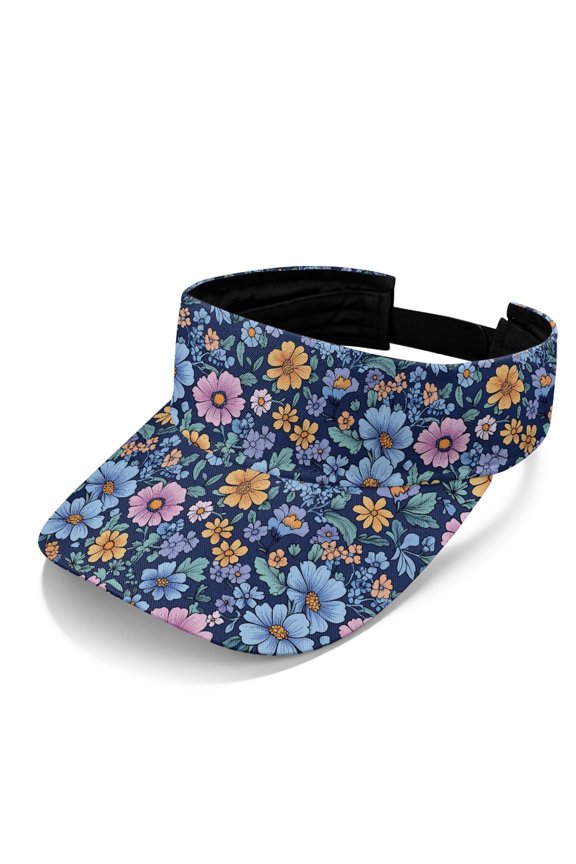 Retro Floral Pattern Open Top Athletic Visor, Polyester Fabric UV Protection Sun Visor Hat Stylish Sun Visor Cap for Men