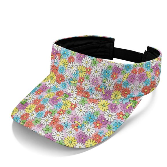 HELLHERO Retro Floral Print Athletic Sun Visor for Men, Polyester Fabric Lightweight Empty Top Design Sun Visor Cap for Outdoor Activities Cycling Pool