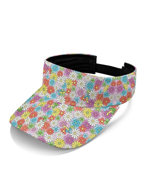 Retro Floral Print Athletic Sun Visor for Men, Polyester Fabric Lightweight Empty Top Design Sun Visor Cap for Outdoor Activities Cycling Pool