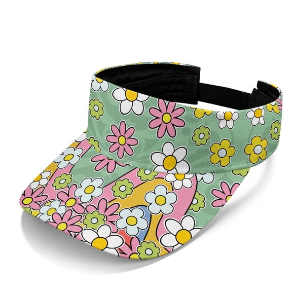 HELLHERO Retro Floral Theme Comfort Fit Sun Visor Hat for Walk Jogging, UV Protection Comfortable Fit Sun Visor Cap