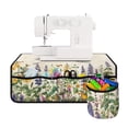 thumbnail image 1 of HELLHERO Retro Plants Sewing Machine Pad with Storage Cylinder Non Slip Sewing Machine Dust Cover for Xmas Gifts Travelling, Valentine's Gift, 1 of 5
