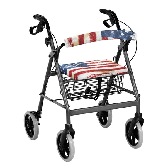 HELLHERO Retro Stars Rollator Walker Seat and Backrest Covers for Seniors, Breathable Fabric Easy to Clean Rollator Walker Seat Covers Comfortable Rollator Seat Back Cover for Home Outdoor