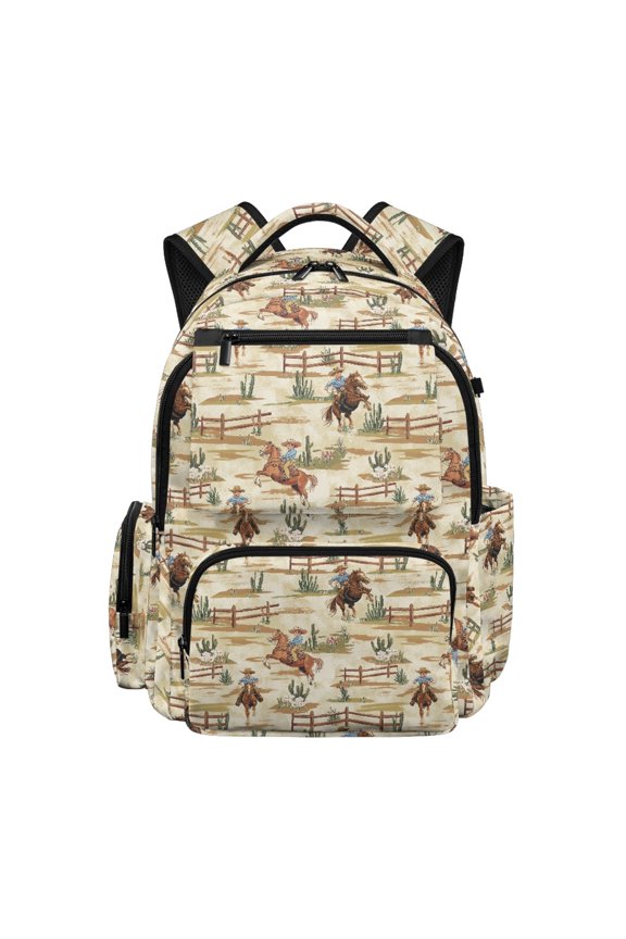 Rodeo Cowboys on Horseback Zaino per ragazze with Multi-Pocket, multi-tasche Breathable 17 Inch Kids School Backpack for Middle School Elementary