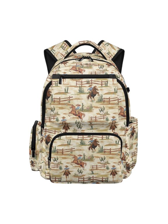Rodeo Cowboys on Horseback Zaino per ragazze with Multi-Pocket, multi-tasche Breathable 17 Inch Kids School Backpack for Middle School Elementary