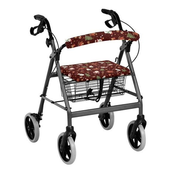 HELLHERO Rollator Walker Cover Easy Install Stretchable Material Washable Seat & Back Cover Breathable for Elderly, Merry Christmas