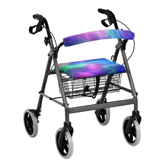 HELLHERO Rollator Walker Seat Back Covers Walker Covers Breathable for Seniors Stretchable Material Easy to Clean, Iridescent Nebula Ripples