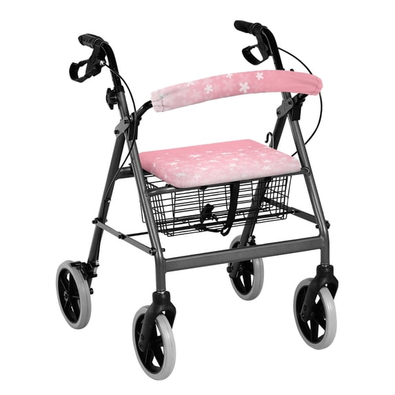 HELLHERO Rollator Walker Seat Covers Breathable Machine Washable Walker Seat Cover & Flowers Non-Slip Cover for Non-Slip Fit